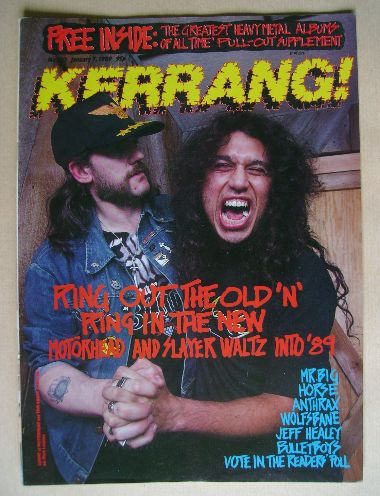 <!--1989-01-07-->Kerrang magazine - Lemmy and Tom Araya cover (7 January 19