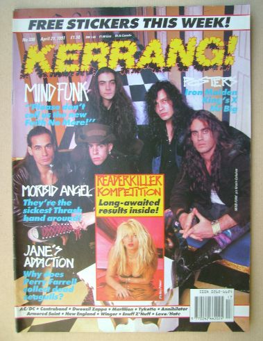 <!--1991-04-27-->Kerrang magazine - Mind Funk cover (27 April 1991 - Issue 