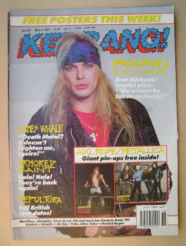 <!--1991-05-04-->Kerrang magazine - Bret Michaels cover (4 May 1991 - Issue