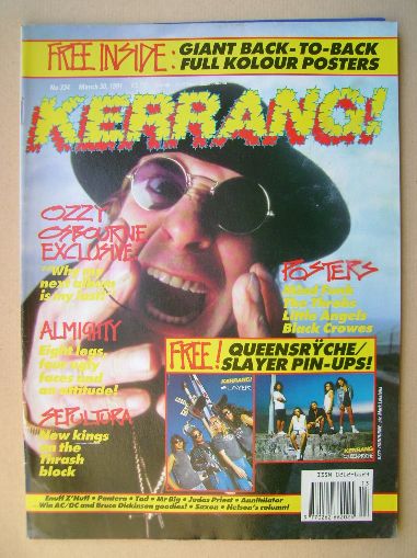 Kerrang magazine - Ozzy Osbourne cover (30 March 1991 - Issue 334)