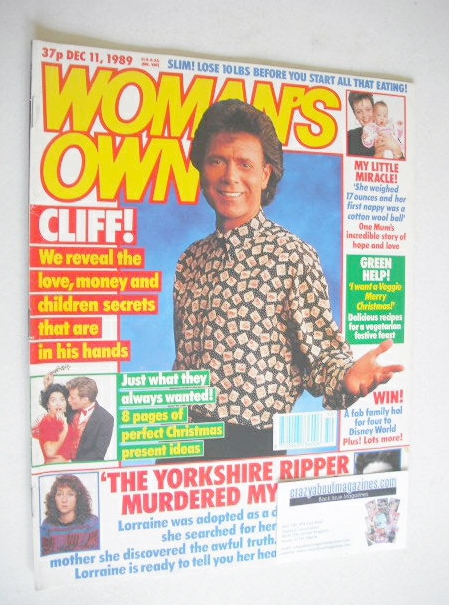 Woman's Own magazine - 11 December 1989 - Cliff Richard cover