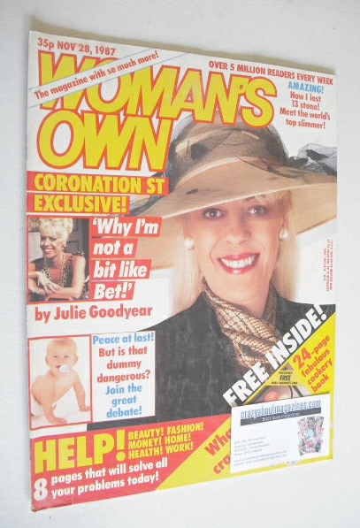 Woman's Own magazine - 28 November 1987 - Julie Goodyear cover
