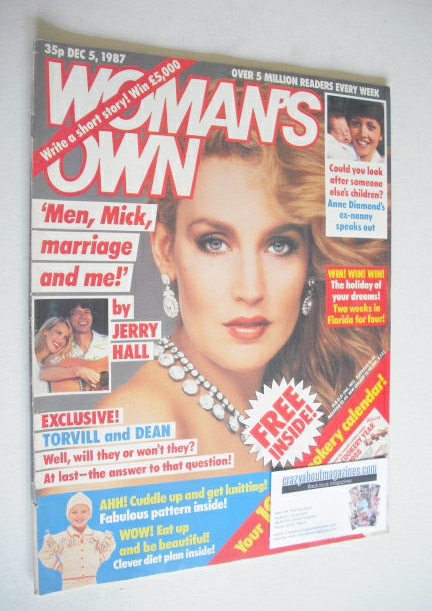 Woman's Own magazine - 5 December 1987 - Jerry Hall cover