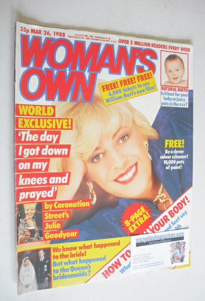 Woman's Own magazine - 26 March 1988 - Julie Goodyear cover