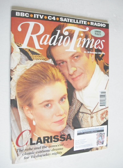 Radio Times magazine - Sean Bean and Saskia Wickham cover (23-29 November 1991)