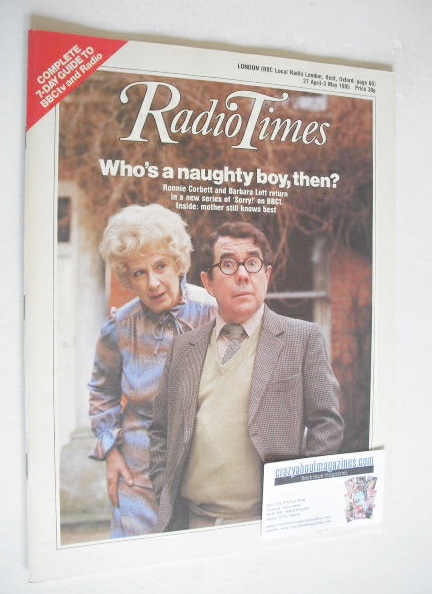 Radio Times magazine - Barbara Lott and Ronnie Corbett cover (27 April - 3 May 1985)