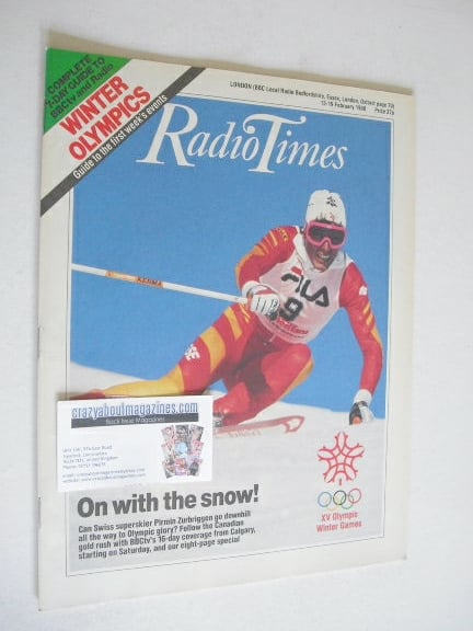 <!--1988-02-13-->Radio Times magazine - Pirmin Zurbriggen cover (13-19 Febr