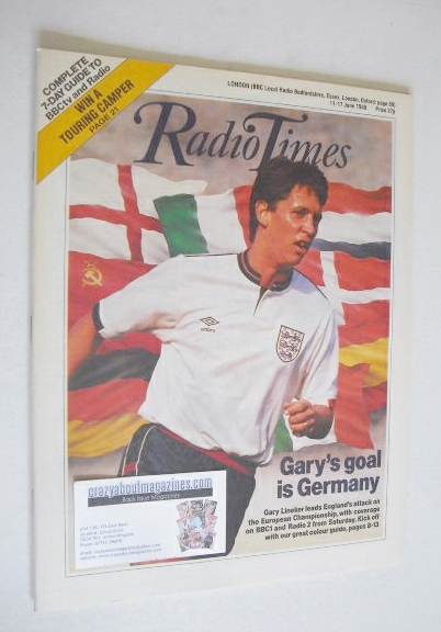 Radio Times magazine - Gary Lineker cover (11-17 June 1988)