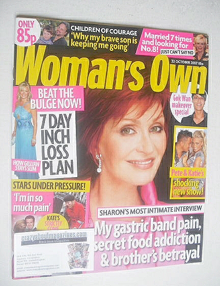 <!--2007-10-22-->Woman's Own magazine - 22 October 2007 - Sharon Osbourne c