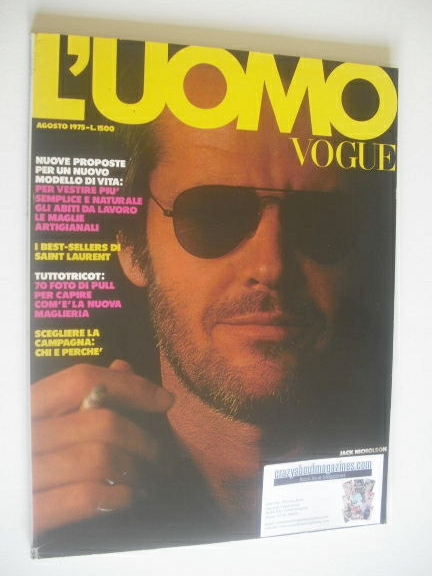 L'Uomo Vogue magazine - August 1975 - Jack Nicholson cover