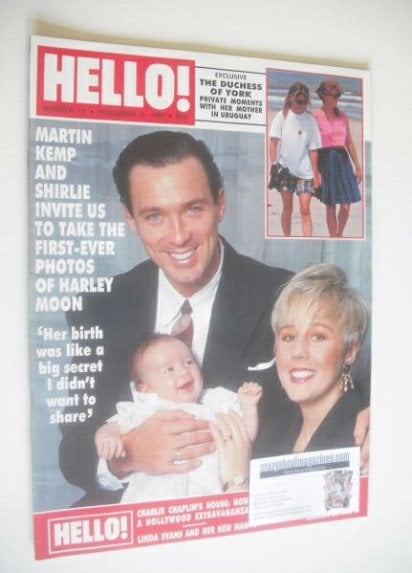 Hello! magazine - Martin Kemp and Shirlie Holliman and Harley Moon cover (4 November 1989 - Issue 76)