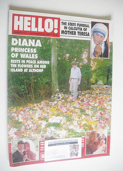 Hello! magazine - Princess Diana flowers cover (20 September 1997 - Issue 476)
