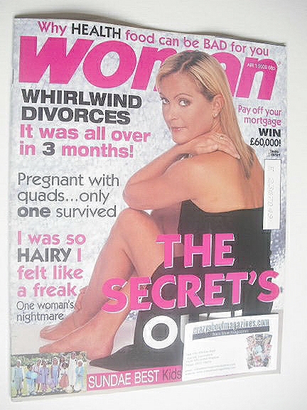 <!--2002-04-01-->Woman magazine - 1 April 2002 - Tracy Shaw cover