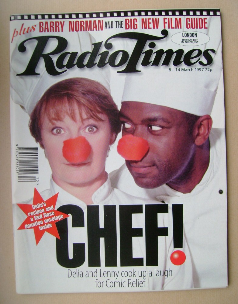 <!--1997-03-08-->Radio Times magazine - Delia Smith and Lenny Henry cover (