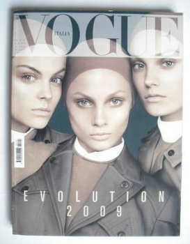 Vogue Italia magazine - January 2009 - Anna Selezneva, Anna Maria Jagodzinska and Viktoriya Sasonkina cover
