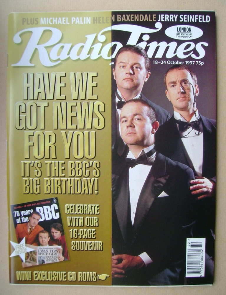 Radio Times magazine - Paul Merton, Ian Hislop, Angus Deayton cover (18-24 October 1997)