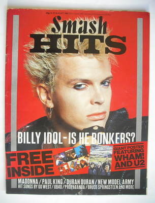 <!--1985-08-14-->Smash Hits magazine - Billy Idol cover (14-27 August 1985)