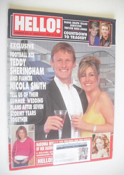 Hello! magazine - Teddy Sheringham and Nicola Smith cover (21 March 2000 - Issue 603)