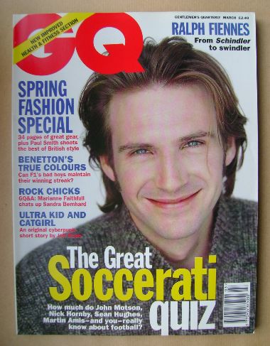 British GQ magazine - March 1995 - Ralph Fiennes cover