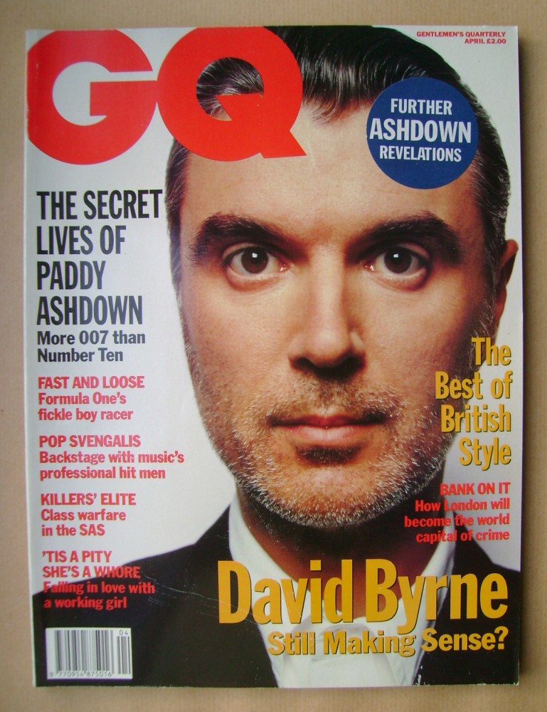 <!--1992-04-->British GQ magazine - April 1992 - David Byrne cover