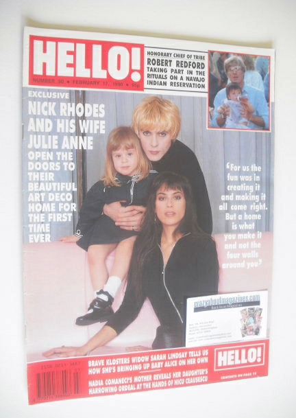 <!--1990-02-17-->Hello! magazine - Nick Rhodes and Julie Anne Rhodes cover 