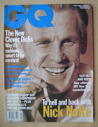 British GQ magazine - January 1992 - Nick Nolte cover