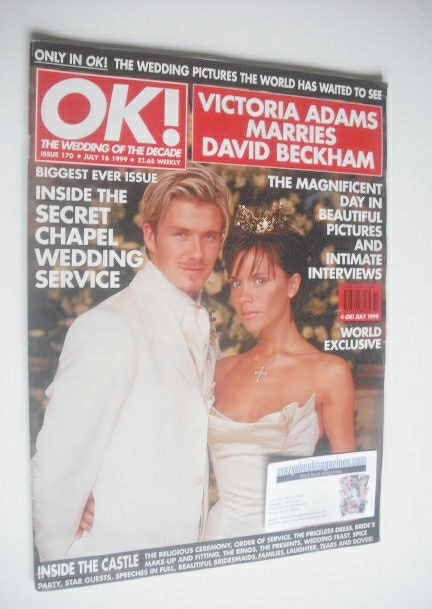 OK! magazine - Victoria Adams and David Beckham wedding cover (16 July 1999 - Issue 170)