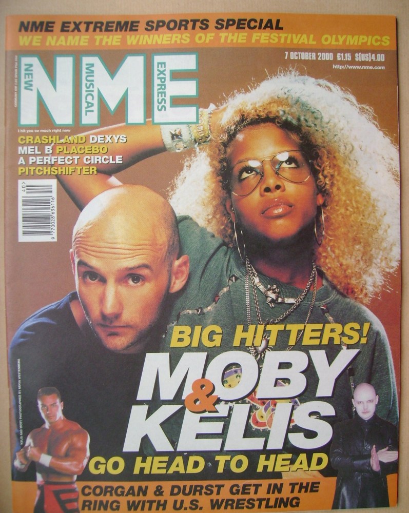 <!--2000-10-07-->NME magazine - Moby and Kelis cover (7 October 2000)