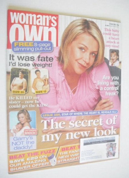 <!--2003-07-28-->Woman's Own magazine - 28 July 2003 - Leslie Ash cover