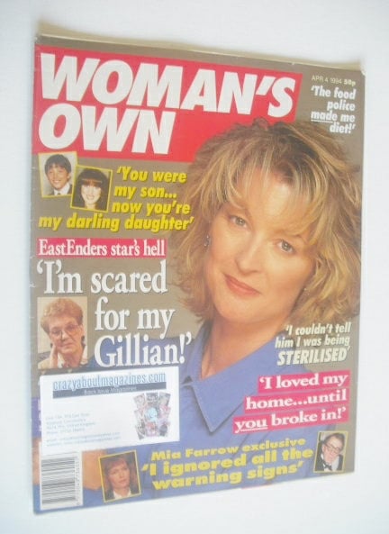 Woman's Own magazine - 4 April 1994 - Gillian Taylforth cover