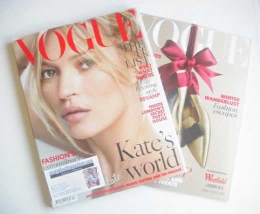 British Vogue magazine - December 2014 - Kate Moss cover (Cover 1/2)