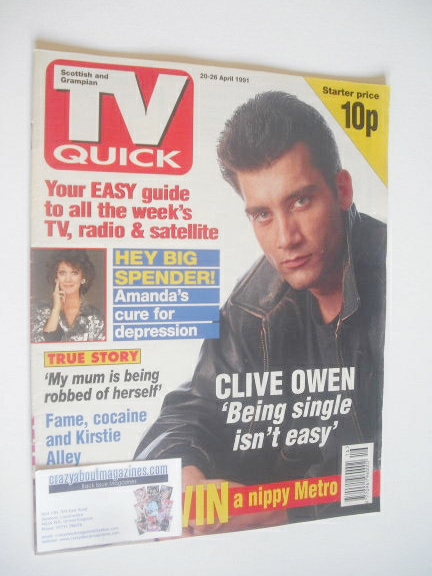 <!--1991-04-20-->TV Quick magazine - Clive Owen cover (20-26 April 1991)