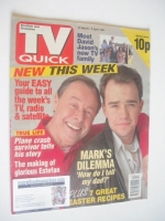 <!--1991-03-30-->TV Quick magazine - Bill Treacher and Todd Carty cover (30 March - 5 April 1991 - First Issue)