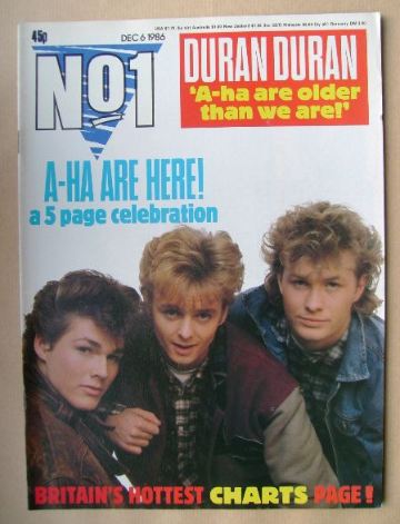 No 1 Magazine - A-Ha cover (6 December 1986)