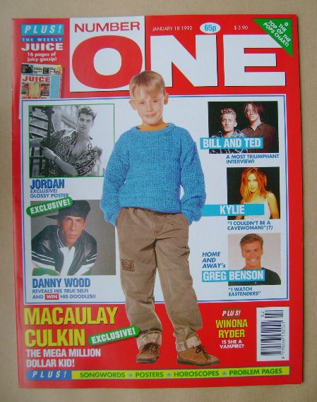 NUMBER ONE Magazine - Macaulay Culkin cover (18 January 1992)
