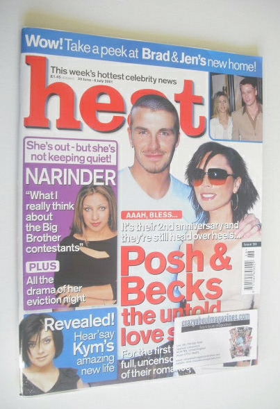Heat magazine - David and Victoria Beckham cover (30 June - 6 July 2001 - Issue 123)