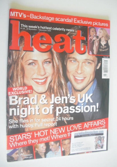 <!--2000-11-25-->Heat magazine - Jennifer Aniston and Brad Pitt cover (25 N