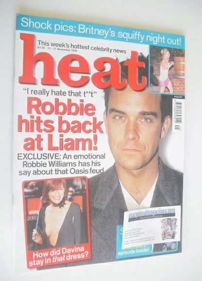 Heat magazine - Robbie Williams cover (11-17 November 2000 - Issue 91)