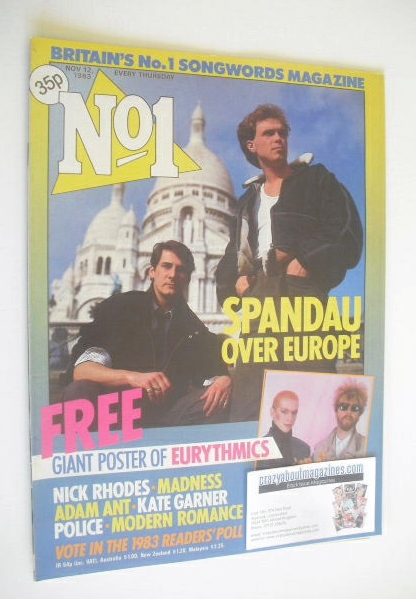 <!--1983-11-12-->No 1 magazine - Tony Hadley and Gary Kemp cover (12 Novemb