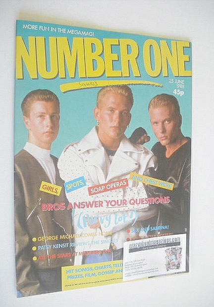 <!--1988-06-25-->NUMBER ONE Magazine - Bros cover (25 June 1988)
