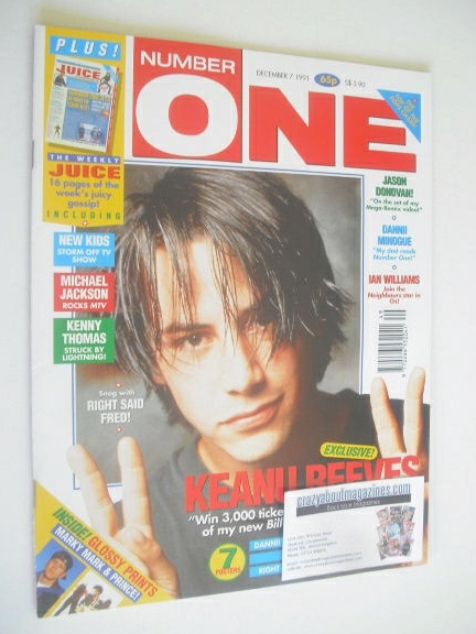 NUMBER ONE Magazine - Keanu Reeves cover (7 December 1991)