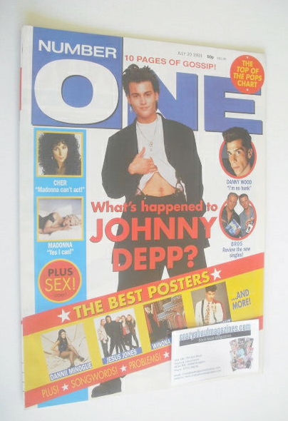 NUMBER ONE Magazine - Johnny Depp cover (20 July 1991)