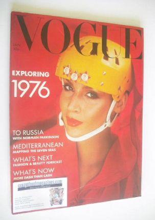 British Vogue magazine - January 1976 - Jerry Hall cover