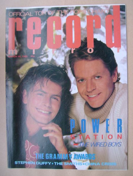 Record Mirror magazine - John Taylor and Robert Palmer cover (16 March 1985)