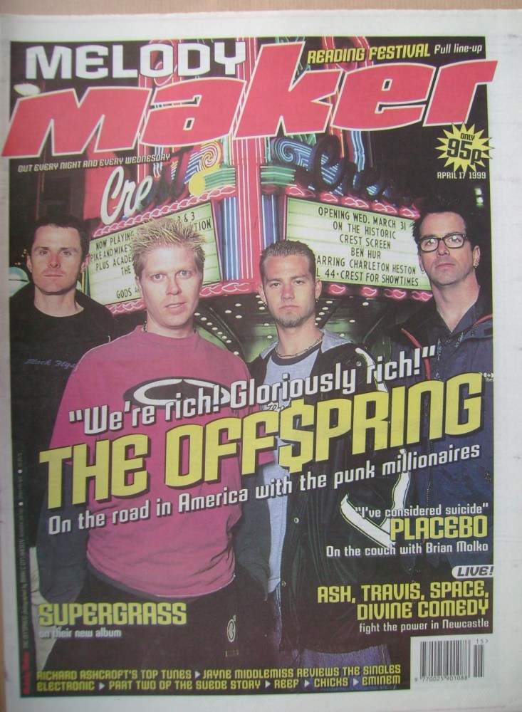Melody Maker magazine - The Offspring cover (17 April 1999)