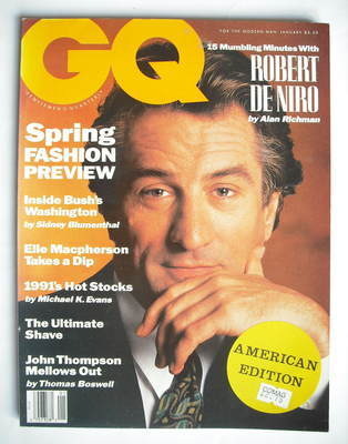 <!--1991-01-->US GQ magazine - January 1991 - Robert De Niro cover