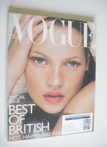 British Vogue magazine - June 1998 - Kate Moss cover