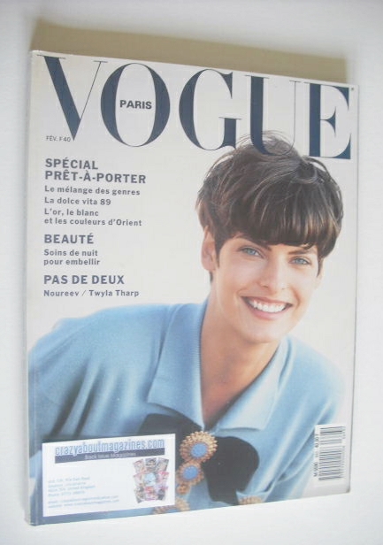 <!--1989-02-->French Paris Vogue magazine - February 1989 - Linda Evangelis