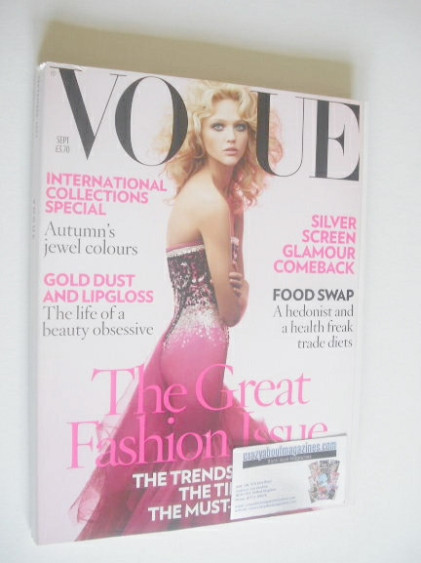 British Vogue magazine - September 2007 - Sasha Pivovarova cover