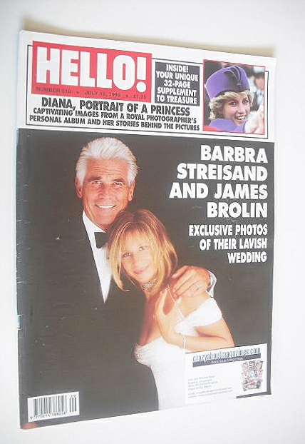 Hello! magazine - Barbra Streisand and James Brolin cover (18 July 1998 - Issue 518)